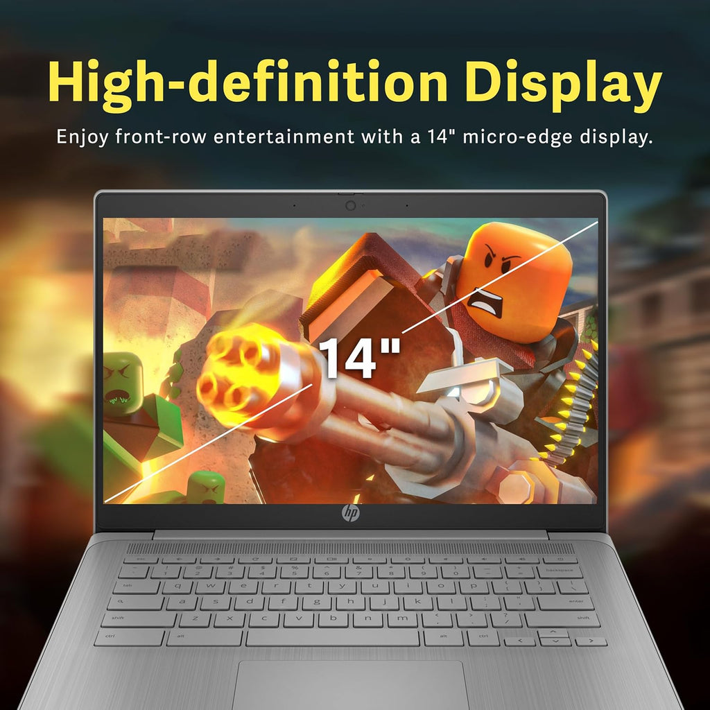 Ordinateur compact portable HP Chromebook 14 HD pour professionnels et étudiants : processeur Intel Celeron N4120, 4 Go de RAM LPDDR4, stockage de 224 Go (64 Go eMMC + station d’accueil de 160 Go), carte graphique UHD, webcam, longue autonomie