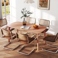 Table de salle à manger HOMCOM en bois massif pour 6 personnes, table de cuisine rectangulaire rustique de 150 cm de long dotée de grand plateau, couleur naturelle