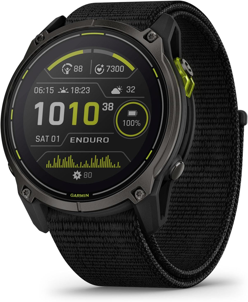 Présentation : Garmin Enduro™ 3 – 51 mm Montre connectée GPS ultra-performante avec boîtier en titane DLC gris carbone et bracelet en nylon noir UltraFit