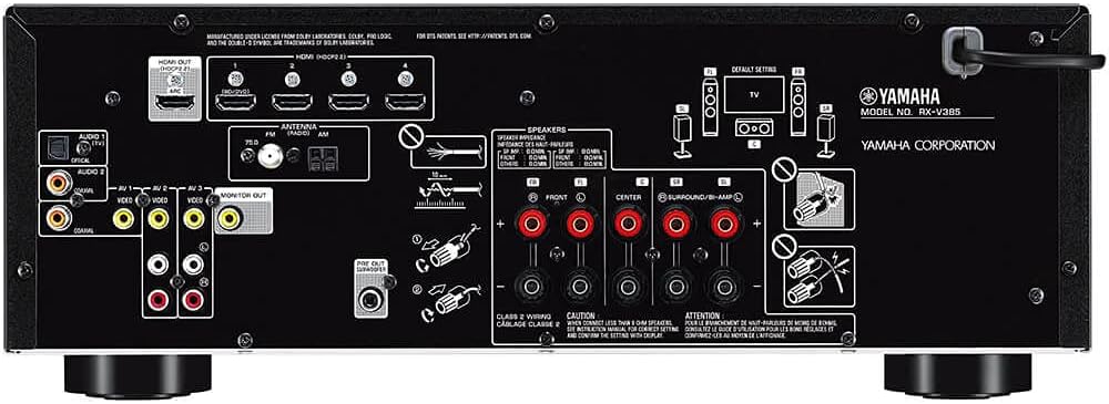 Récepteur audio-vidéo Yamaha RX-V385 5.1 canaux 4K Ultra HD doté de Bluetooth (reconditionné)