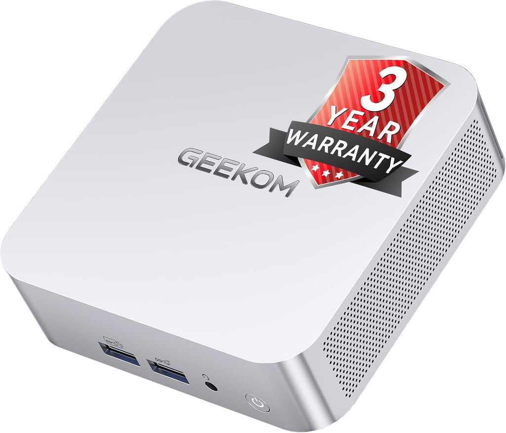 Mini PC GEEKOM 2026 Corporate Bulk Choice A7 doté de processeur AMD Ryzen 5 7535HS, 16 Go de RAM DDR5 et SSD de 1 To (extensible), Windows 11, compatible Office 8, qualité premium, USB 4.0, 8K et carte SD.