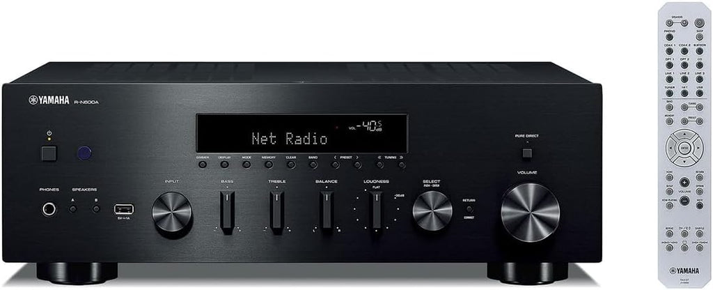 Récepteur réseau R-N600A doté de préampli phono en streaming et convertisseur numérique-analogique intégré (noir)