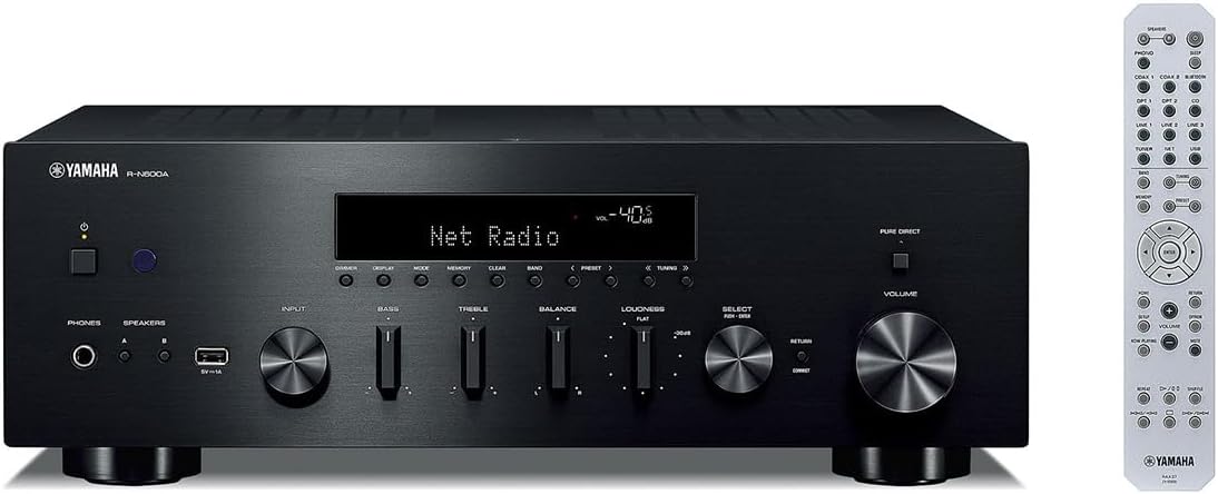 Récepteur réseau R-N600A doté de préampli phono en streaming et convertisseur numérique-analogique intégré (noir)