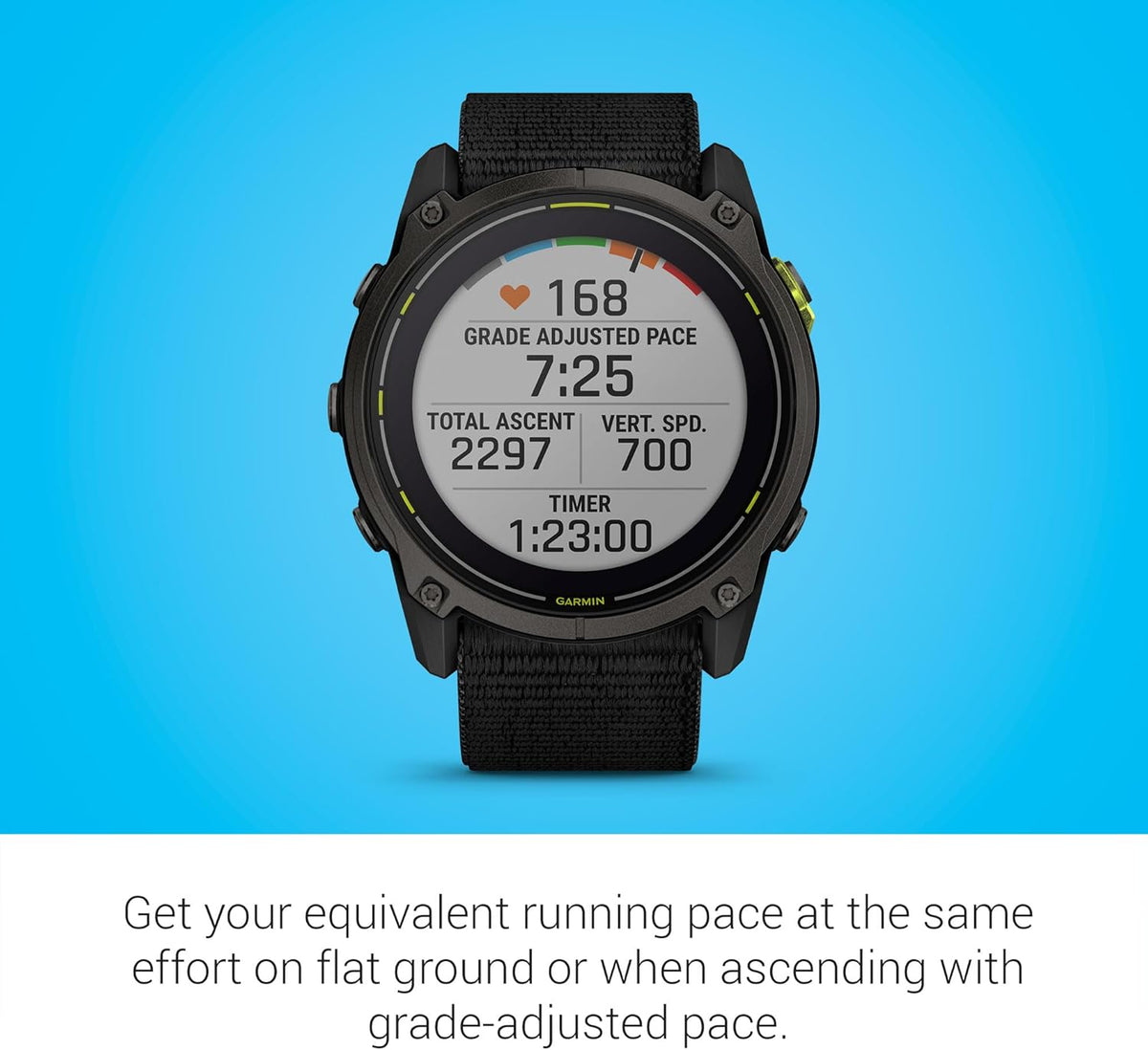 Présentation : Garmin Enduro™ 3 – 51 mm Montre connectée GPS ultra-performante avec boîtier en titane DLC gris carbone et bracelet en nylon noir UltraFit