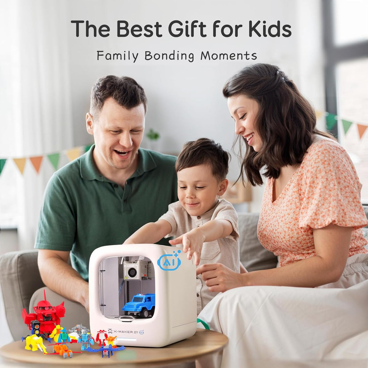 Imprimante 3D AOSEED pour enfants, imprimante 3D entièrement assemblée doté de intelligence artificielle, vitesse allant jusqu'à 400 mm/s, nivellement automatique, plus de 1500 modèles et plus de 17 modules, incluant 8 filaments PLA pour une…