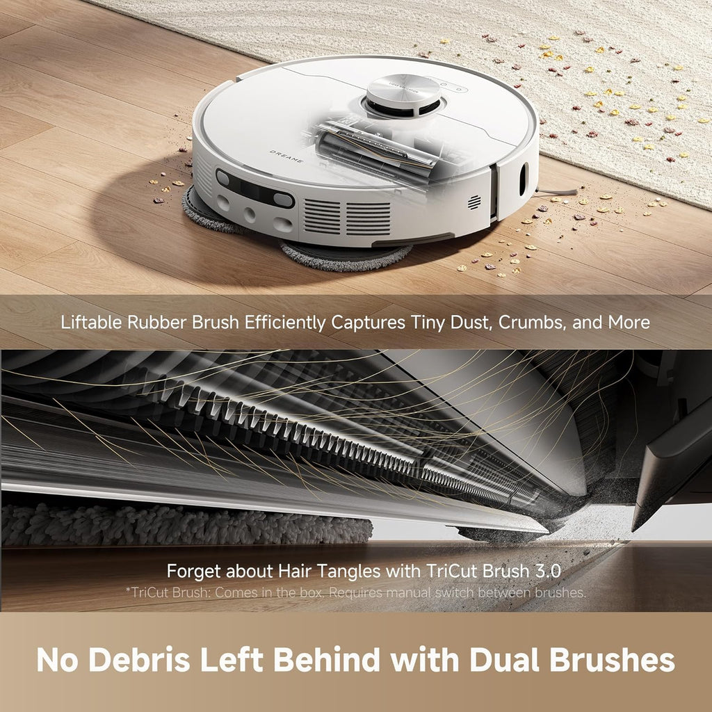 Aspirateur robot laveur DREAME L40s Ultra AE, aspiration de 19 000 Pa, bac à poussière à vidage automatique, serpillère flexible et table de lavage autonettoyante à 75 °C, large choix de brosses, station tout-en-un, remplissage automatique