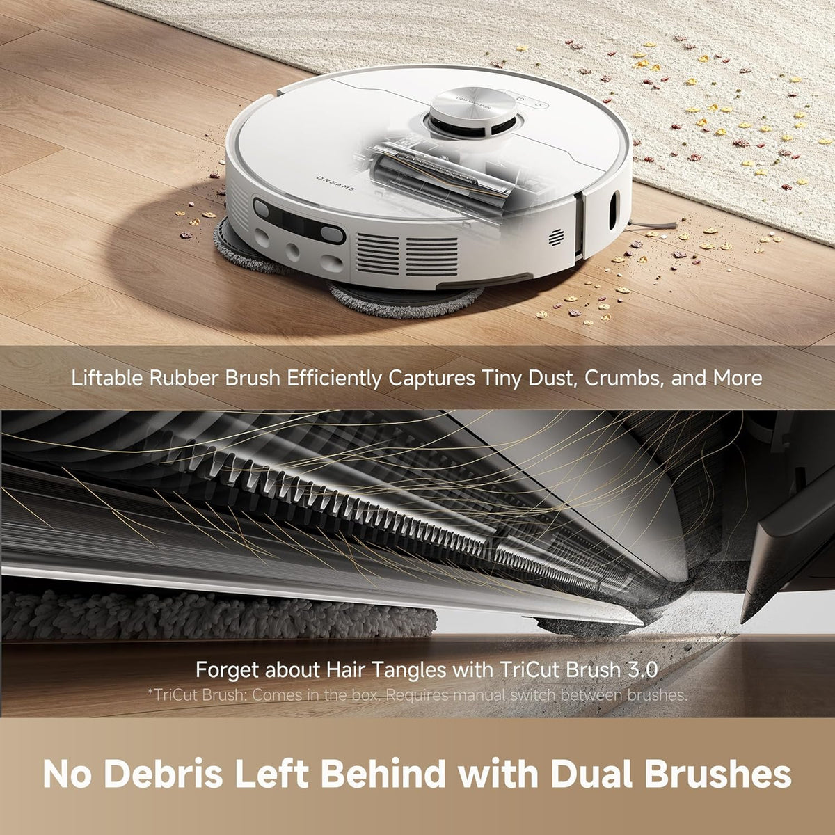Aspirateur robot laveur DREAME L40s Ultra AE, aspiration de 19 000 Pa, bac à poussière à vidage automatique, serpillère flexible et table de lavage autonettoyante à 75 °C, large choix de brosses, station tout-en-un, remplissage automatique