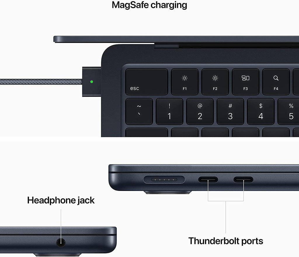 Apple MacBook Air 2022 avec puce Apple M2, écran 13 pouces, 8 Go de RAM, stockage SSD de 256 Go, couleur Minuit (reconditionné)