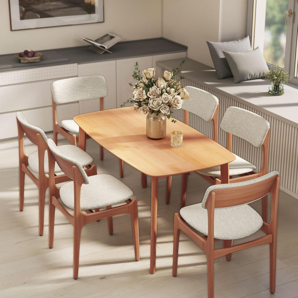 Table de salle à manger HOMCOM en bois massif pour 6 personnes, table de cuisine rectangulaire rustique de 150 cm de long dotée de grand plateau, couleur naturelle