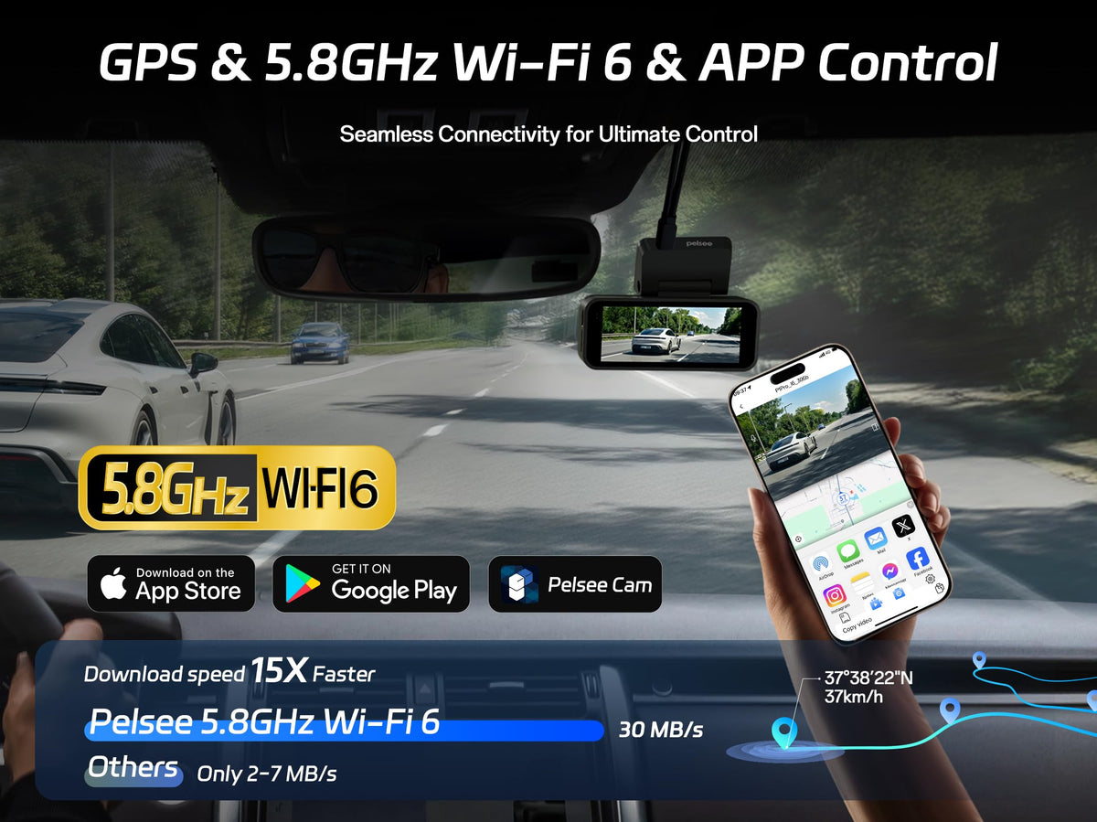 PELSEE P1 Pro 4K Double caméra embarquée doté de vision nocturne et GPS