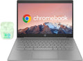 Ordinateur compact portable HP Chromebook 14 Professionnel et Étudiant : 4 Go de RAM, 576 Go de stockage (64 Go eMMC + station d’accueil de 512 Go), processeur Intel Celeron à 4 cœurs, webcam HD, longue autonomie, Chrome OS, écouteurs PLUSERA