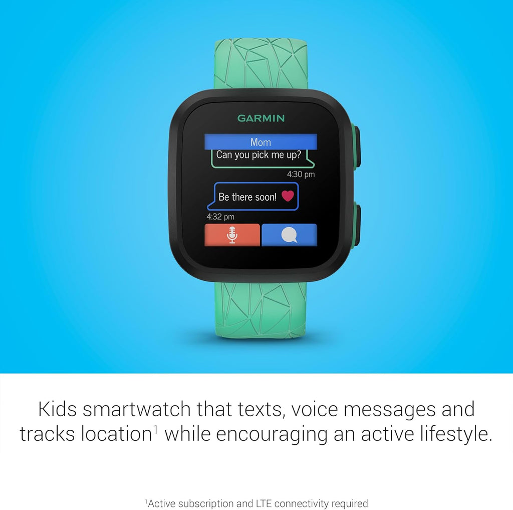 Présentation : Montre connectée Garmin Bounce™ pour enfants : messagerie bidirectionnelle (texte et voix), géolocalisation, Green Burst