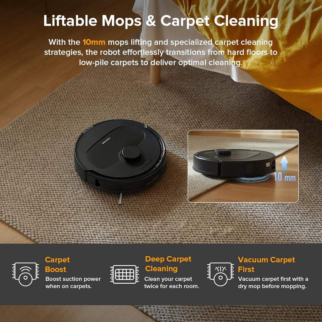 Robot aspirateur et laveur de sols Roborock série Qrevo, aspiration de 8000 Pa, version améliorée du Qrevo S, brosses anti-emmêlement, évitement intelligent des obstacles, lavage automatique des sols, station d'accueil tout-en-un, serpillères…