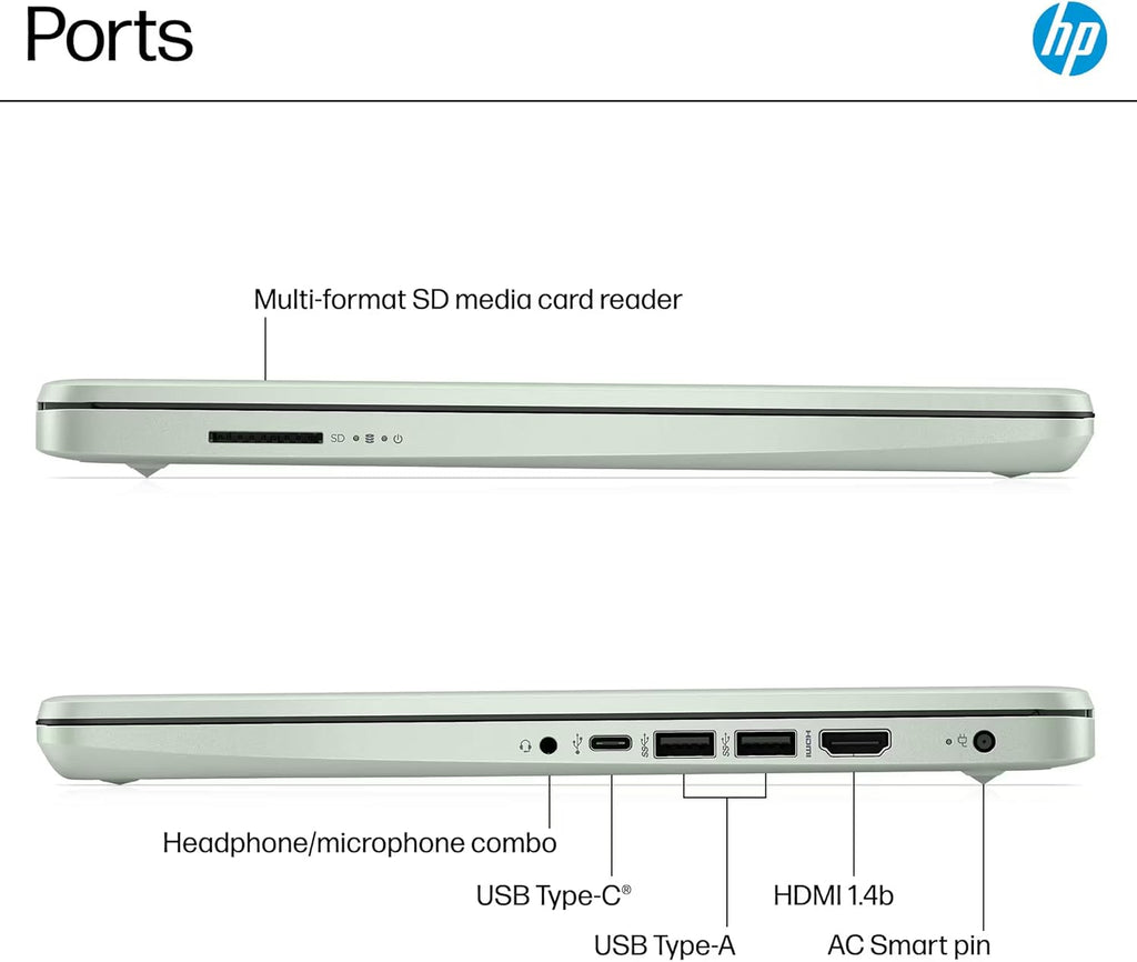 Ordinateur compact portable HP 14 (2025-2026) : Professionnel, Étudiant, Copilot AI, Suite Office à vie, Processeur Intel quadricœur, 16 Go de RAM, 628 Go de stockage (128 Go UFS + 500 Go d'extension), Wi-Fi 6, Autonomie de plus de 10 heures