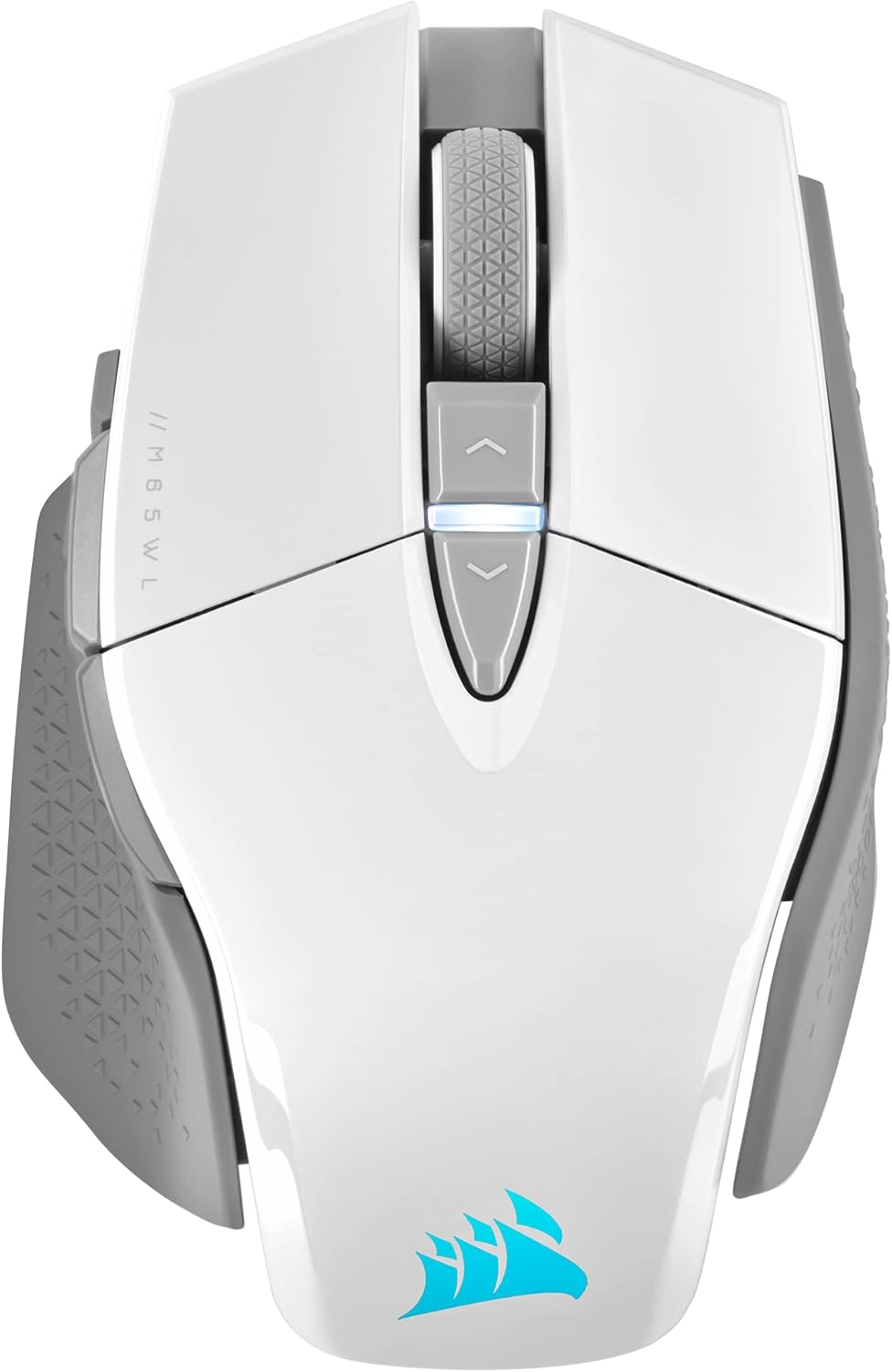 Souris gaming à connectivité sans fil Corsair M65 RGB Ultra Wireless : FPS réglable, technologie à connectivité sans fil Slipstream (moins d'1 ms), capteur optique 26 000 DPI, allant jusqu'à 120 heures d'autonomie, 8 boutons programmables – Blanche