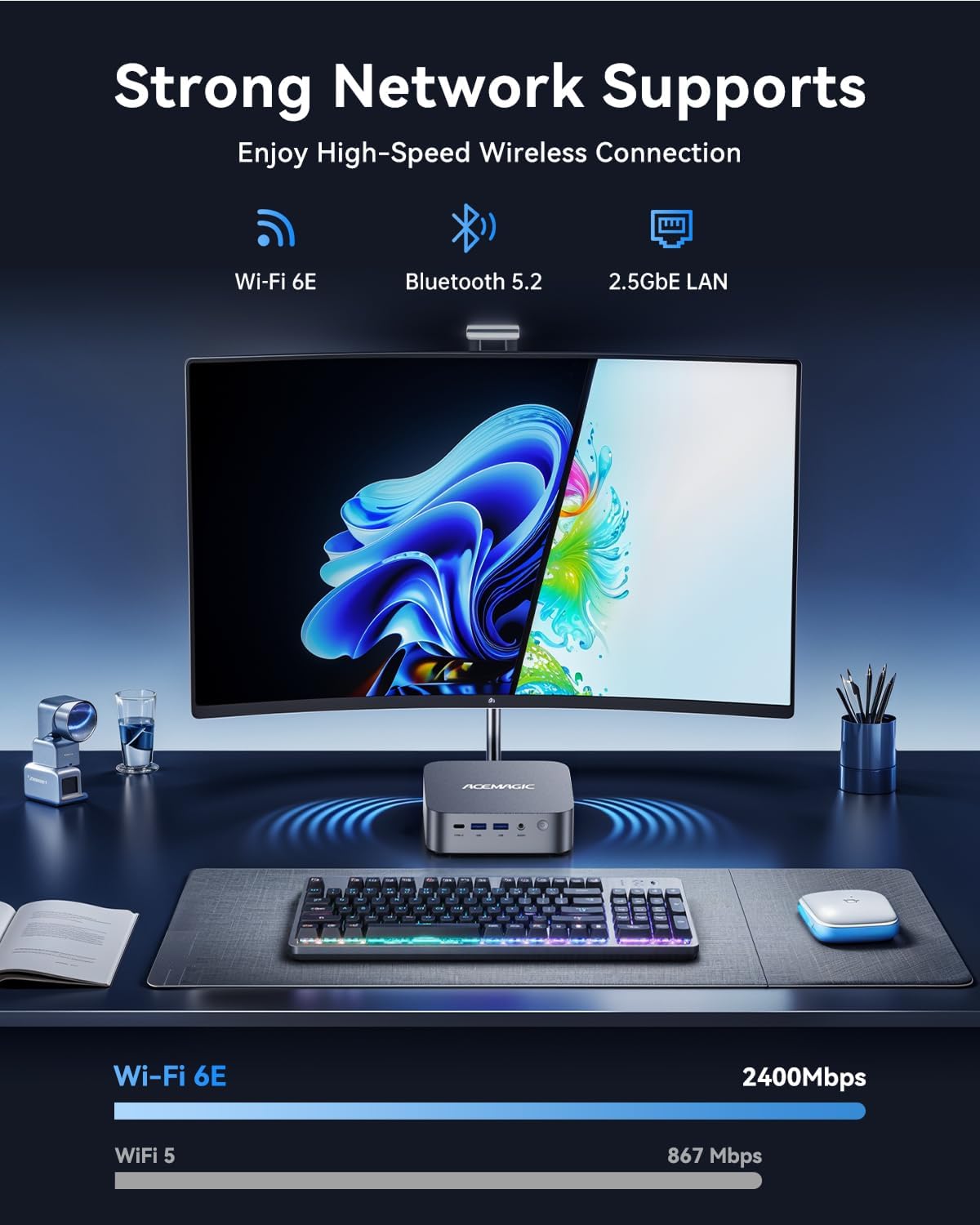 ACEMAGIC M1 Mini PC Windows 11 Pro Intel Core i9 13900HK 32 Go de RAM 1 To SSD (14 cœurs/20 threads allant jusqu'à 5,4 GHz) Petit ordinateur de bureau pour un usage professionnel, la maison et une utilisation quotidienne. Surpasse les processeurs…