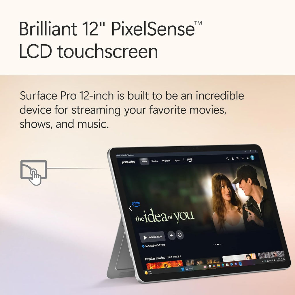 Microsoft Surface Pro 2-en-1 (2025) : ordinateur compact portable/tablette, Windows 11, Copilot+, écran tactile 12 pouces, processeur Snapdragon X Plus (8 cœurs), 16 Go de RAM, 256 Go de stockage, finition platine.