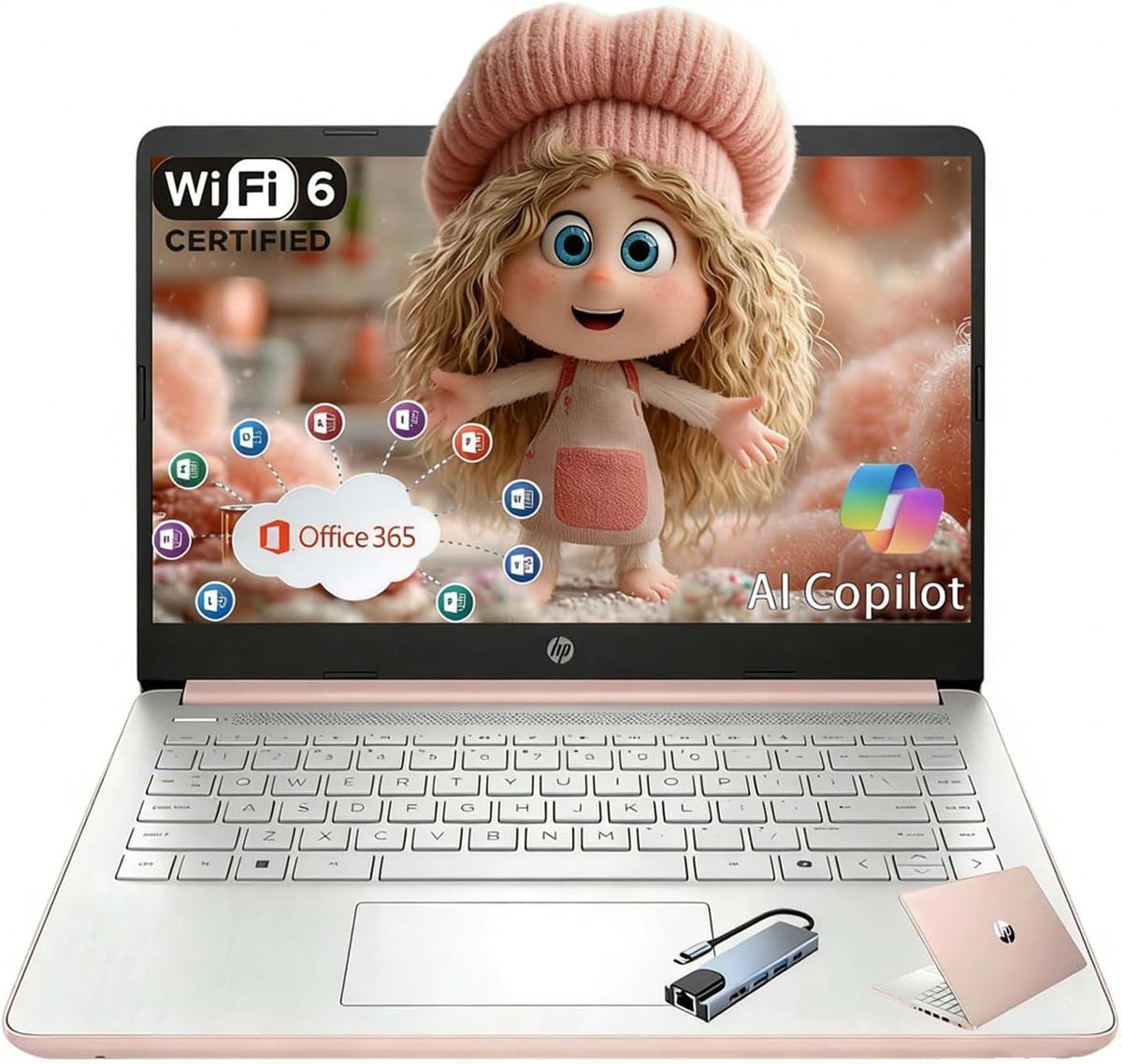 Ordinateur compact portable HP Stream 14 pour étudiants et professionnels, Microsoft Office 365, Copilot AI, 4 Go de RAM, 128 Go UFS, Intel N150 (quadricœur), Wi-Fi 6, Bluetooth 5.4, Windows 11 S (14 pouces, or rose, 128 Go, 4 Go de RAM)