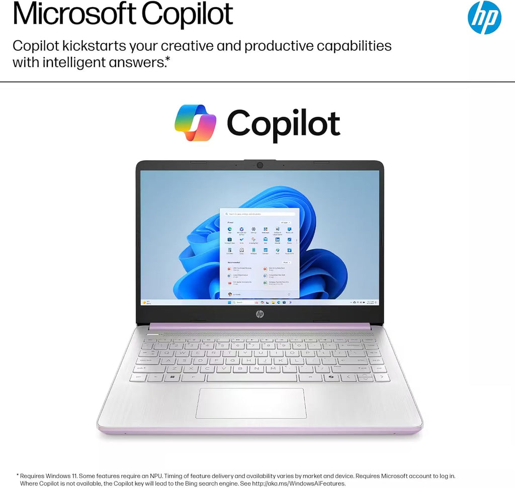 Ordinateur compact portable HP 14 (2025-2026) : Professionnel, Étudiant, Copilot AI, Suite Office à vie, Processeur Intel quadricœur, 16 Go de RAM, 628 Go de stockage (128 Go UFS + 500 Go d'extension), Wi-Fi 6, Autonomie de plus de 10 heures
