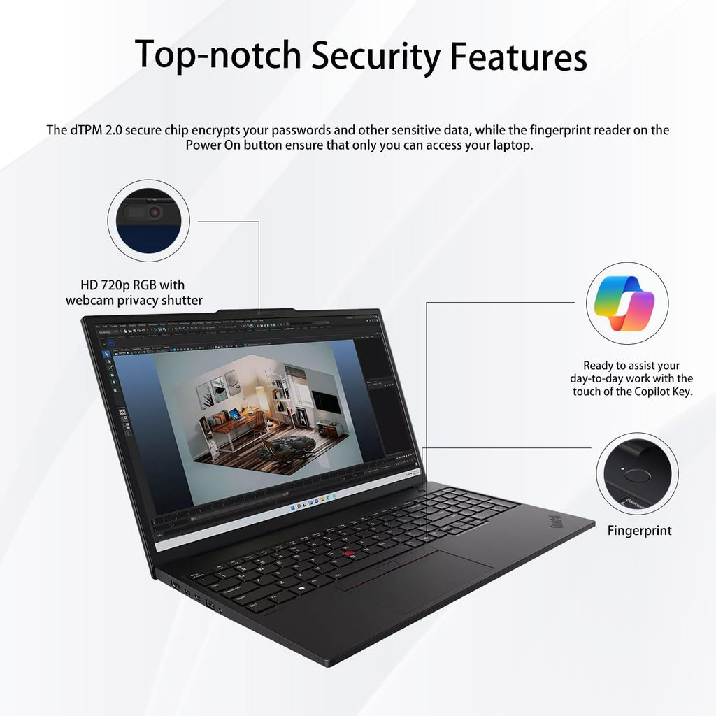 Ordinateur compact portable professionnel Lenovo ThinkPad E16 : écran tactile antireflet FHD+ 16 pouces, processeur AMD Ryzen 5 7535U, 32 Go de RAM DDR5, SSD de 1 To, Wi-Fi 6E, lecteur d’empreintes digitales, webcam rétroéclairée, Windows 11 Pro et