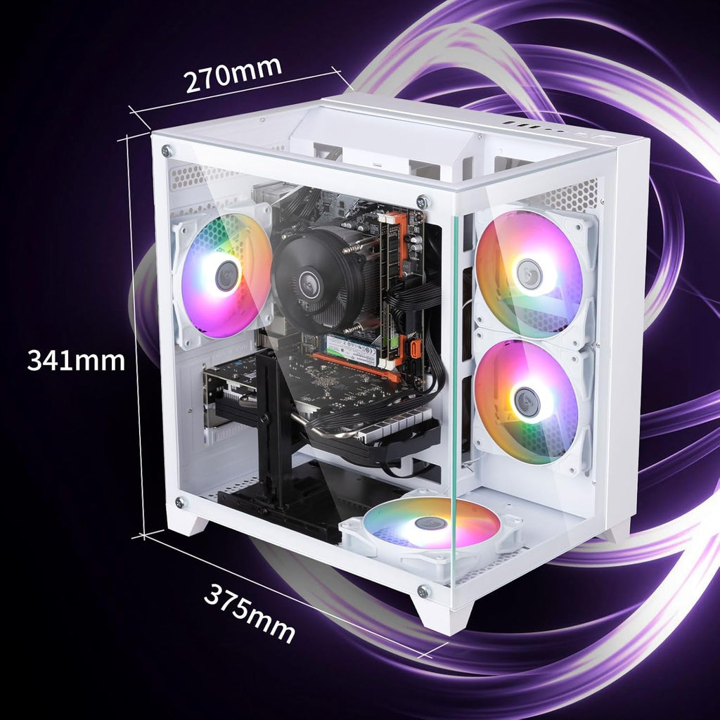 PC de bureau gaming pré-assemblé, processeur Intel Core i7 cadencé à 3,4-3,9 GHz, carte graphique RX590 doté de 8 Go de mémoire vidéo GDDR5, 16 Go de RAM, SSD de 512 Go, Wi-Fi 5.0, 4 ventilateurs RGB