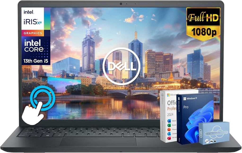 Ordinateur compact portable Dell Inspiron 15 tactile pour étudiants, entreprises et particuliers (2025-2026) : écran 15,6 pouces FHD, processeur Intel i5 à 10 cœurs, 16 Go de RAM, 1 To de stockage (SSD 512 Go + disque dur externe 500 Go)