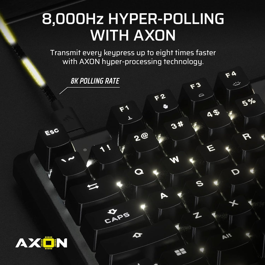 Clavier de jeu mécanique doté de connectivité filaire sans pavé numérique Corsair K70 PRO TKL RGB – Switches MGX Hyperdrive à effet Hall pré-lubrifiés et réglables, SOCD et déclenchement réactif simultanés, ABS double injection, QWERTY NA – Noir