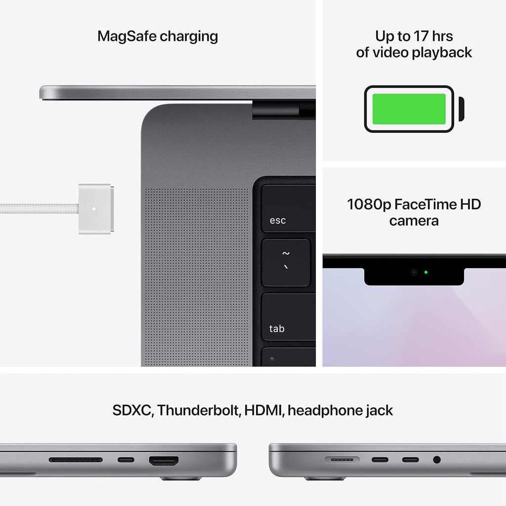 Apple MacBook Pro fin 2021 avec puce Apple M1 Pro (14 pouces, 16 Go de RAM, 1 To de stockage SSD) (clavier QWERTY anglais) Gris sidéral (reconditionné)