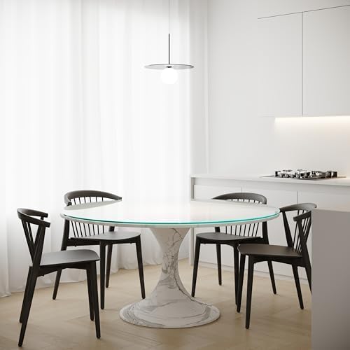 Plateau de table rond en verre trempé Royalty de 122 cm (48 pouces) – Verre transparent – Idéal pour remplacer le plateau de votre table de salle à manger ou de votre bureau – Épaisseur : 6 mm (1/4 pouce) – Bord poli plat pratique
