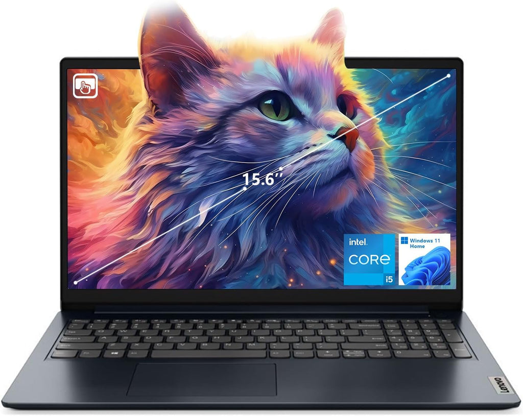Ordinateur compact portable Lenovo IdeaPad 1i, écran tactile FHD 15,6 pouces, processeur Intel Core i5-1235U, 16 Go de RAM, SSD de 512 Go, webcam, HDMI, Wi-Fi 6, Windows 11 Famille, bleu