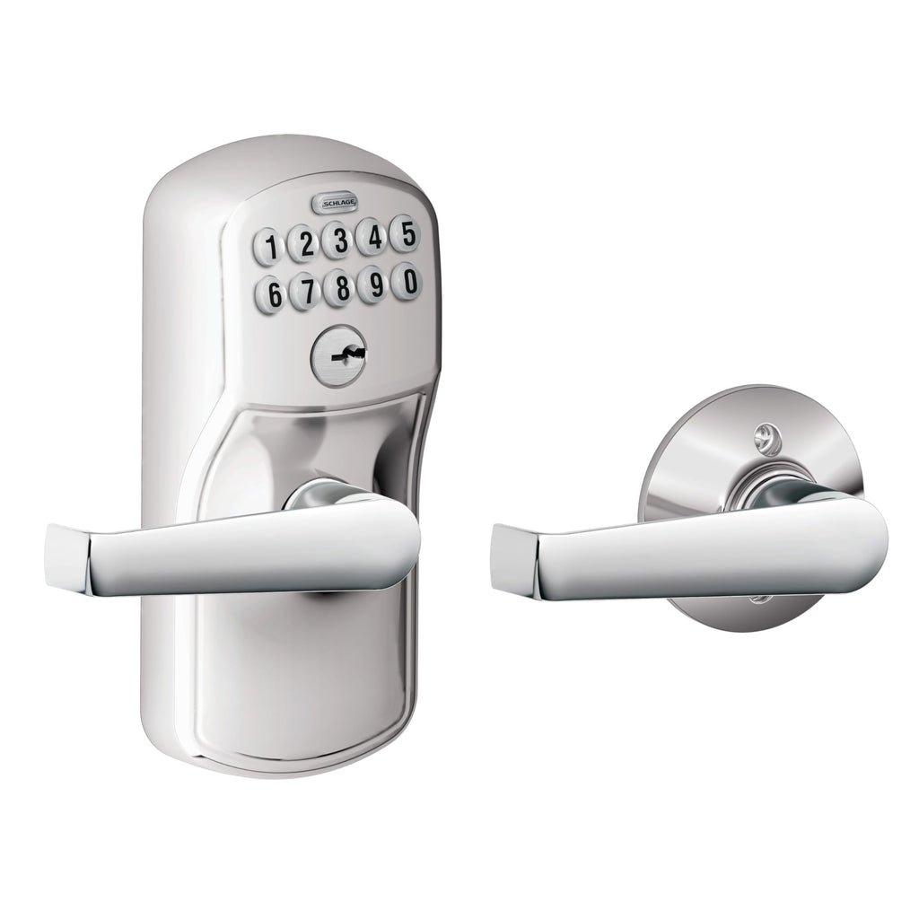 Serrure à clavier SCHLAGE Plymouth doté de poignée à levier - Chrome satiné