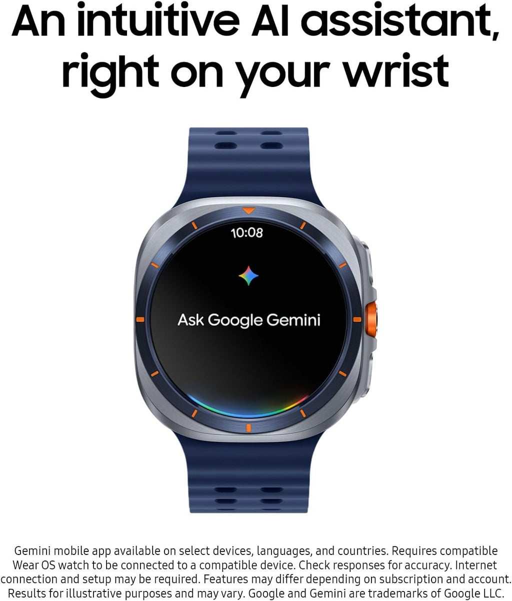 Présentation : Montre connectée Samsung Galaxy Watch Ultra (2025) 47 mm LTE, boîtier en titane, coaching du sommeil avancé, coaching de course, score d'énergie, suivi de la fréquence cardiaque, GPS, bleu titane, version américaine, garantie 2 ans