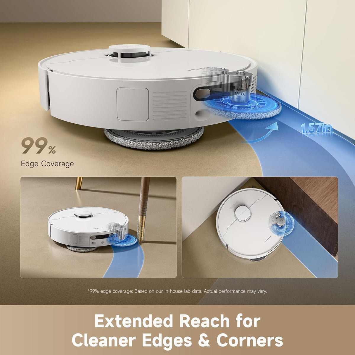 Aspirateur et laveur robot DREAME D30 Ultra, aspiration hautes performancese de 25 000 Pa, station de base tout-en-un doté de vidage automatique après 100 jours, technologie MopExtend pour le nettoyage des bords, détection intelligente des…