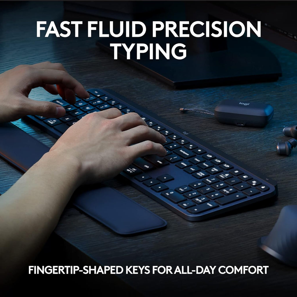 Clavier à connectivité sans fil Logitech MX Keys S, profil bas, frappe fluide, précise et silencieuse, touches programmables, rétroéclairage, Bluetooth, rechargeable par USB-C, compatible PC Windows, Linux, Chrome OS et Mac - Graphite