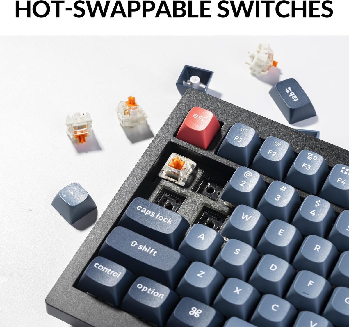 Clavier mécanique à connectivité sans fil Keychron V6 Max, Bluetooth 5.1 2,4 GHz, format QMK complet, rétroéclairage RGB, interrupteurs rouges silencieux remplaçables à chaud, compatible Mac, Windows et Linux.