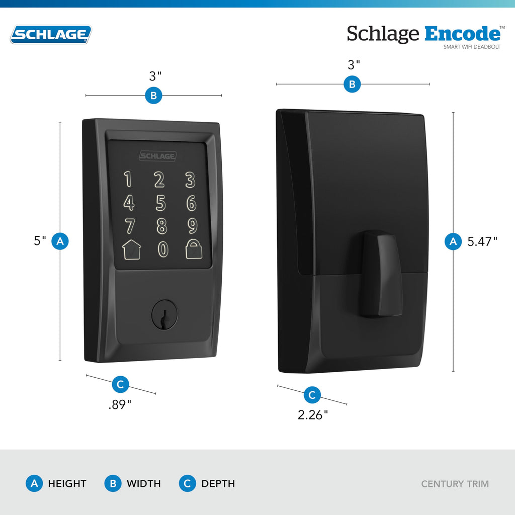 Serrure de sécurité intelligente SCHLAGE doté de clavier tactile Wi-Fi