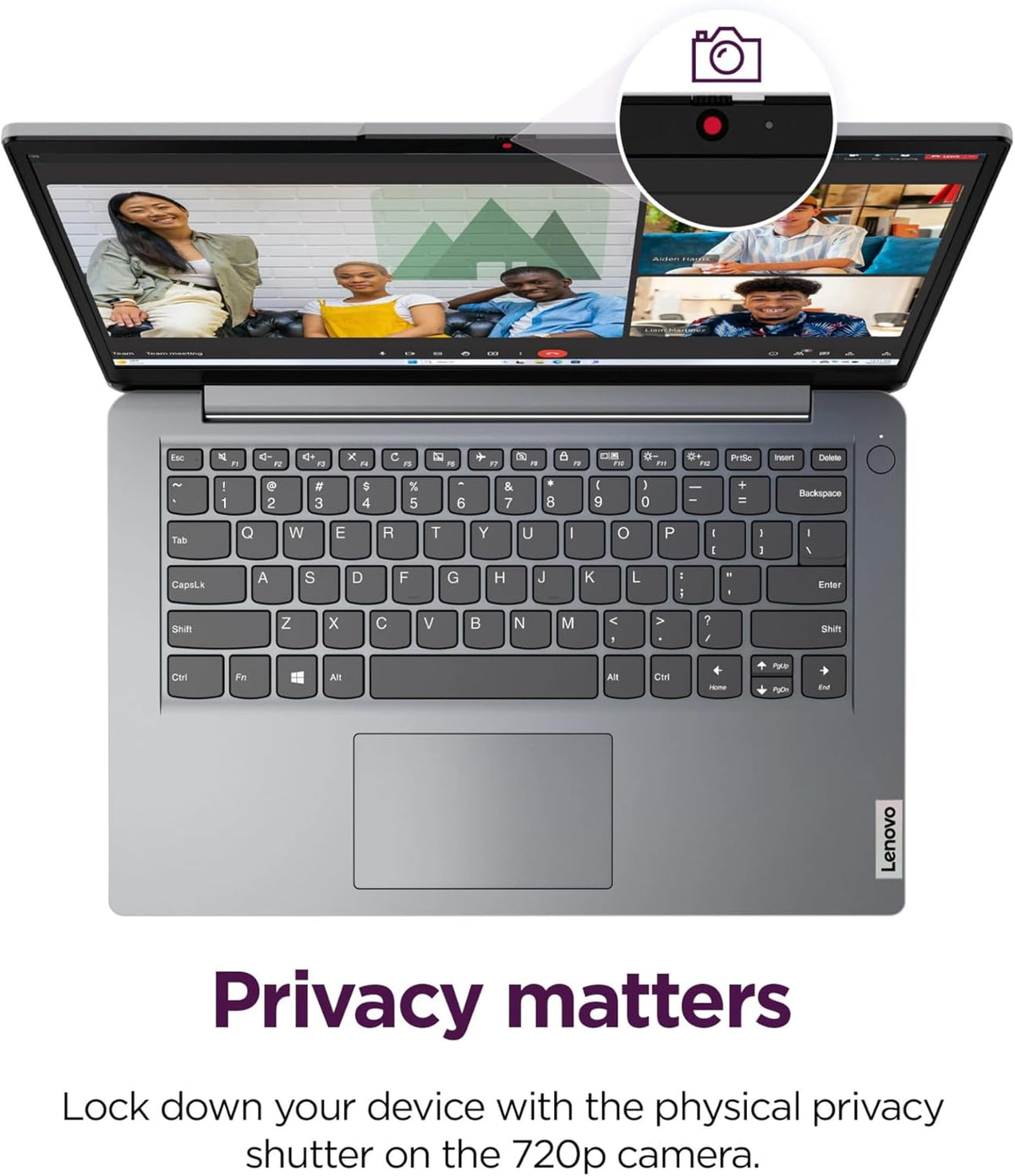 Ordinateur compact portable Lenovo IdeaPad 1i avec Office 365 Famille et Petite Entreprise • SSD 128 Go • 4 Go de RAM • Processeur Intel Core • Écran antireflet 14 pouces • Wi-Fi 6 • Autonomie de 11 heures • Windows 11 (sans souris)