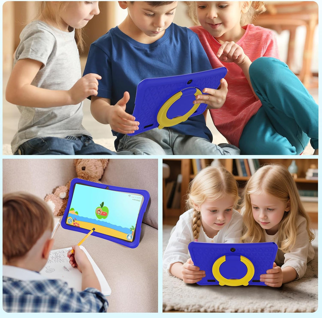 Tablette tactile DigiLand pour enfants 10,1 pouces, Android 15, 6 Go de RAM + 64 Go de ROM (extensible via carte TF), contrôle parental, applications pour enfants préinstallées, double caméra 2 MP + 5 MP, tablette éducative Android avec étui de prote