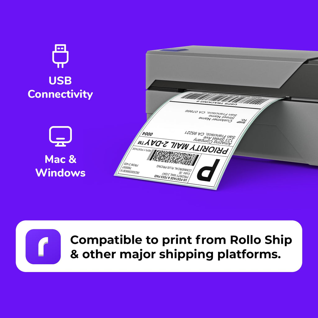 Imprimante d'étiquettes d'expédition USB ROLLO - Étiqueteuse thermique 4x6 – Modèle pratique