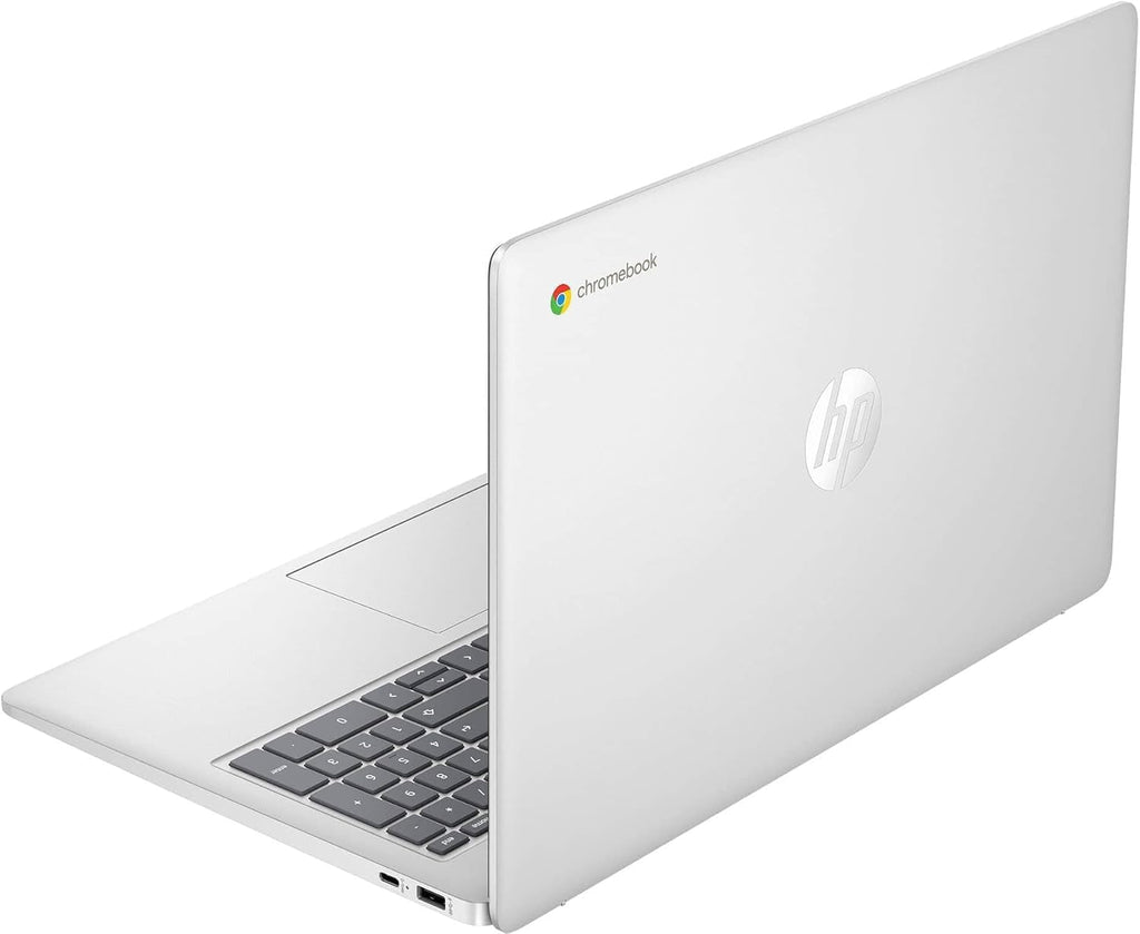 Ordinateur compact portable HP Chromebook 15 (15,6 pouces antireflet, processeur Intel N200, 8 Go de RAM DDR5, 192 Go de stockage (64 Go eMMC + 128 Go SD), processeur quadricœur (> i3-1115G4), clavier numérique), usage familial et étudiant, webcam