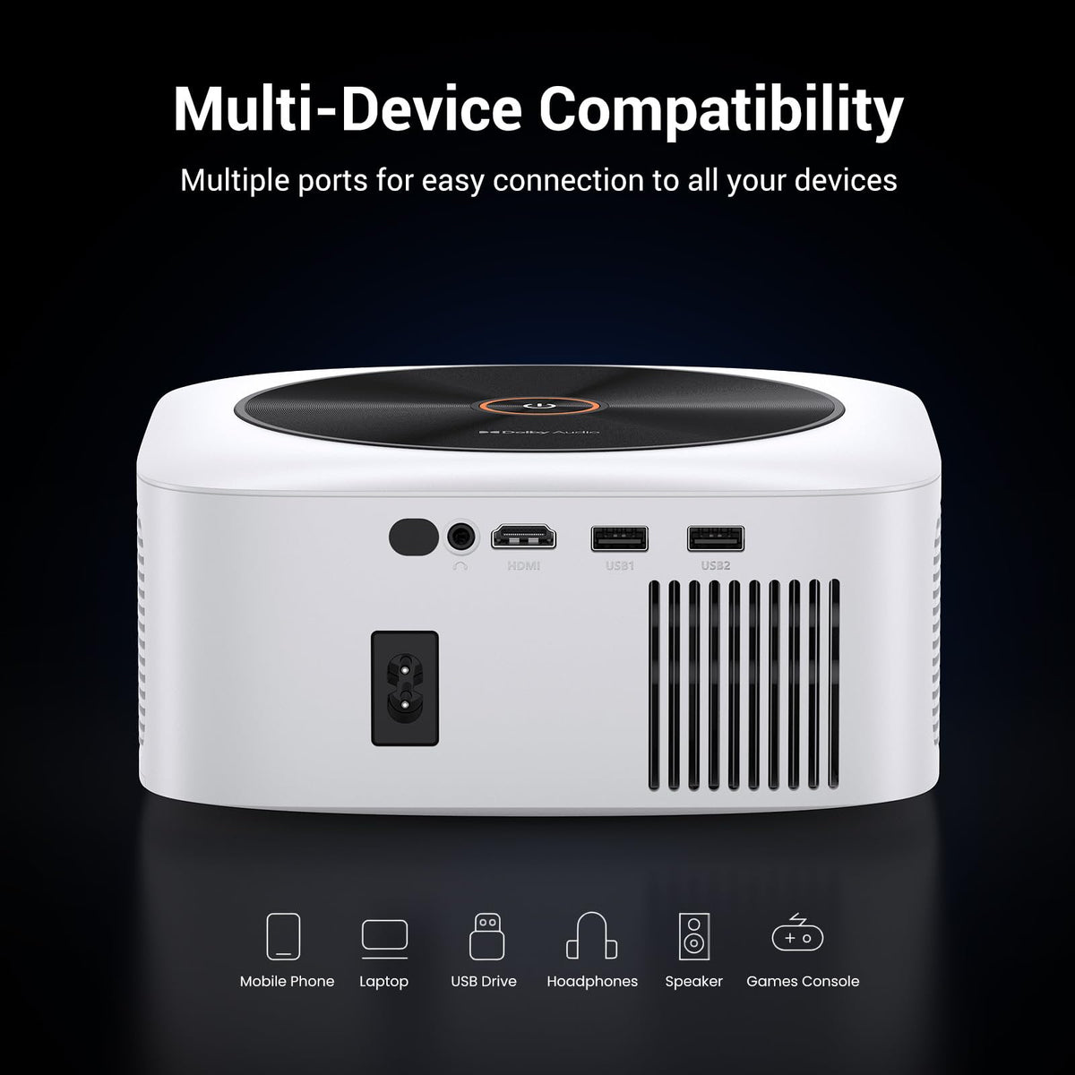 Projecteur extérieur intelligent HAPPRUN 1500 lumens ANSI, résolution 4K – Modèle pratique