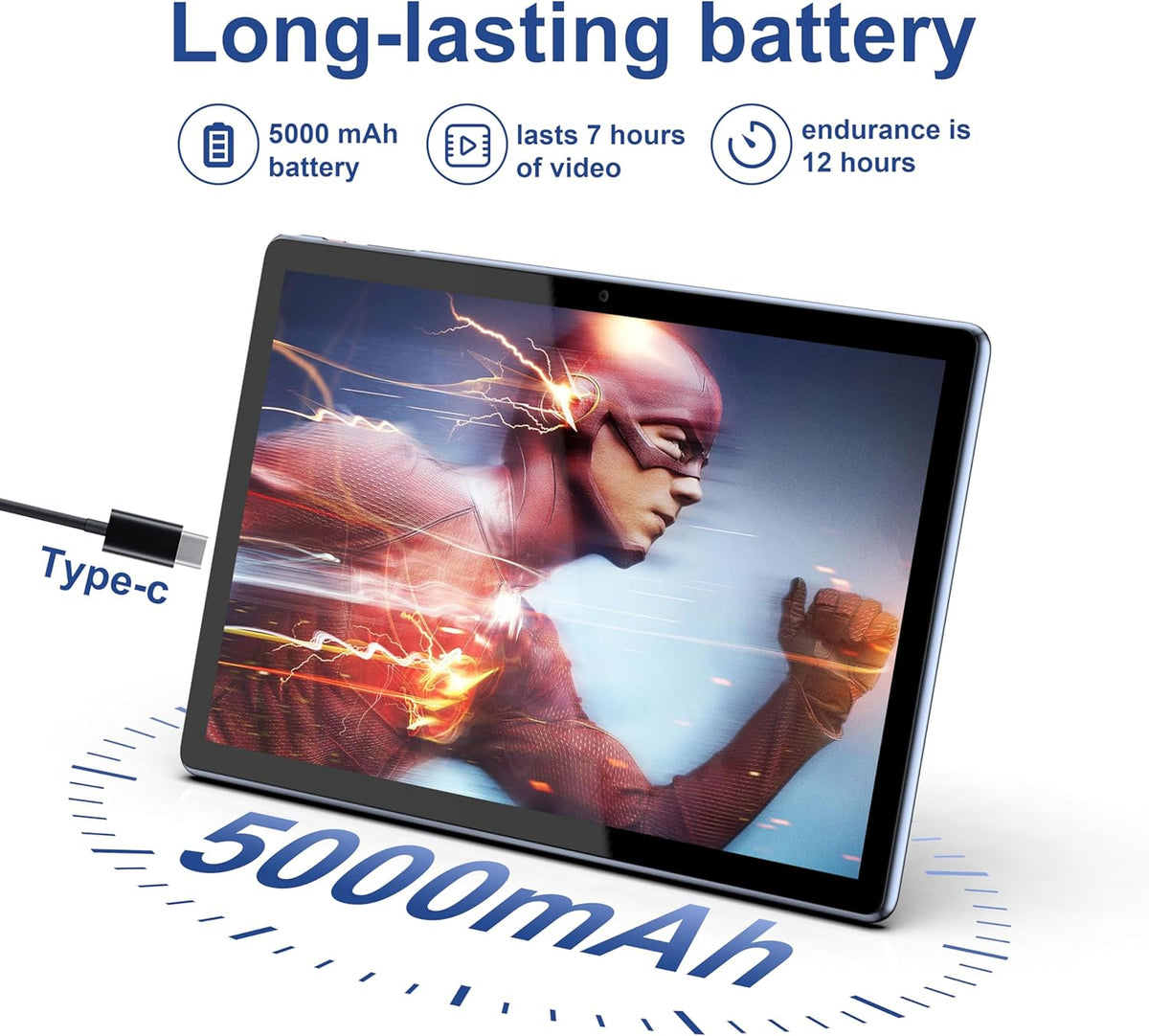 Tablette tactile BYYBUO Android 15, 10,1 pouces avec étui, 8 Go de RAM, 64 Go de ROM, processeur quadricœur, batterie 5000 mAh, écran tactile IPS FHD 1280 x 800, double caméra 5 MP + 8 MP, Bluetooth, Wi-Fi, boîtier en métal, SMARTPAD A10_L