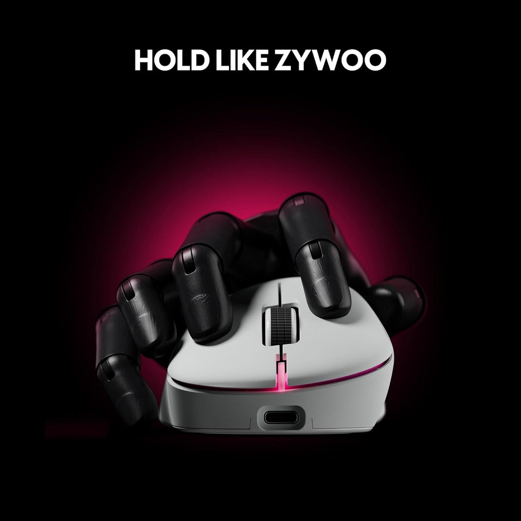 Souris de jeu à connectivité sans fil Pulsar Gaming Gears ZywOo The Chosen Mouse, ultra-légère (59 g), commutateur optique, 32 000 DPI, 750 IPS, capteur XS-1, compatible 8K (taille moyenne, blanche)