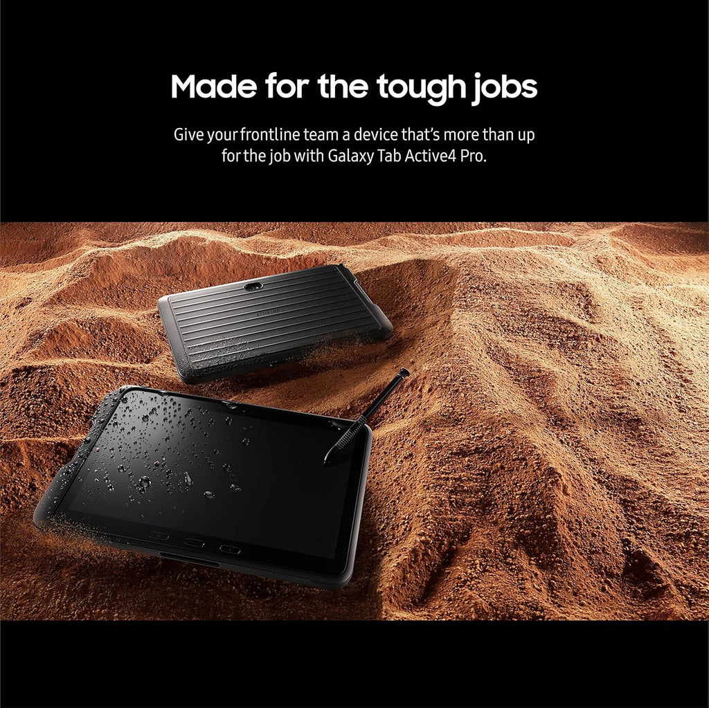 Tablette tactile Samsung Galaxy Tab Active4 Pro 10,1" 64 Go Wi-Fi Android professionnelle LTE débloquée, 4 Go de RAM, design robuste, écran tactile sensible, longue autonomie - idéale pour les professionnels SM-T630NZKAN20 Noir
