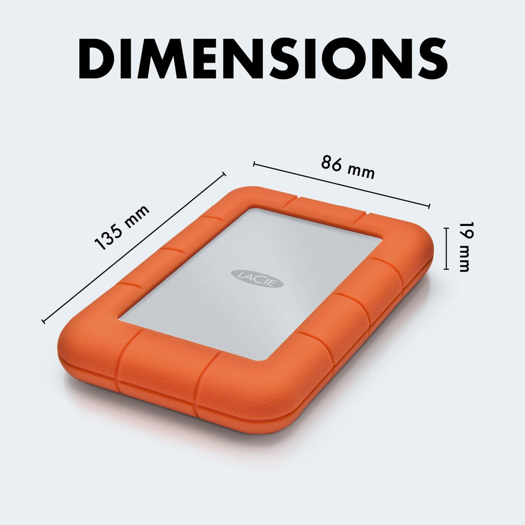 LaCie Rugged Mini, 1 To, 2,5 pouces, disque dur externe portable, pour PC, Mac, iPad et iPhone, service de récupération de données (LAC301558) pratique