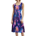 Robe longue maxi sans manches à motif méduses lumineuses, style décontracté et amusant, avec débardeur.