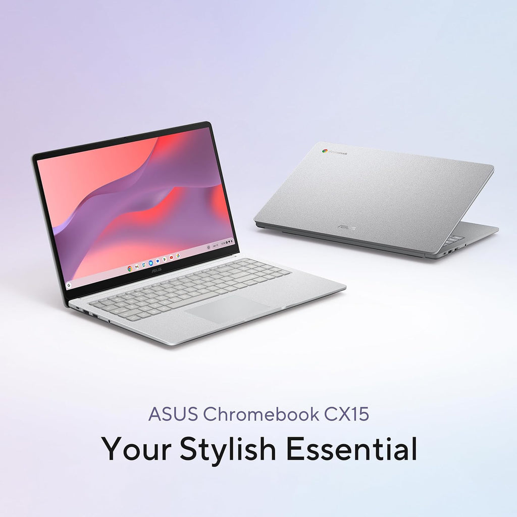 Ordinateur compact portable ASUS Chromebook CX15, écran 15,6" FHD antireflet, processeur Intel Celeron N4500, 128 Go de stockage, 8 Go de RAM, ChromeOS, gris pur, CX1505CKA-AS88F-PG