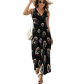 Robe longue sans manches à imprimé pizza Bigfoot LGBTQ Sasquatch pour femme, col V, style débardeur.