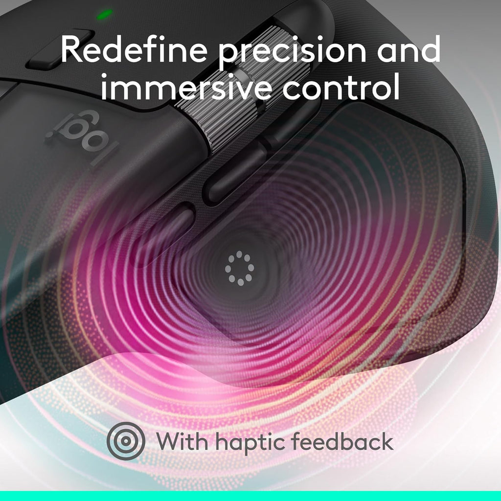Logitech MX Master 4 pour Mac, souris Bluetooth ergonomique dotée de retour haptique performant, défilement ultra-rapide, chargement USB-C, macOS, iPadOS, Windows - Noir sidéral