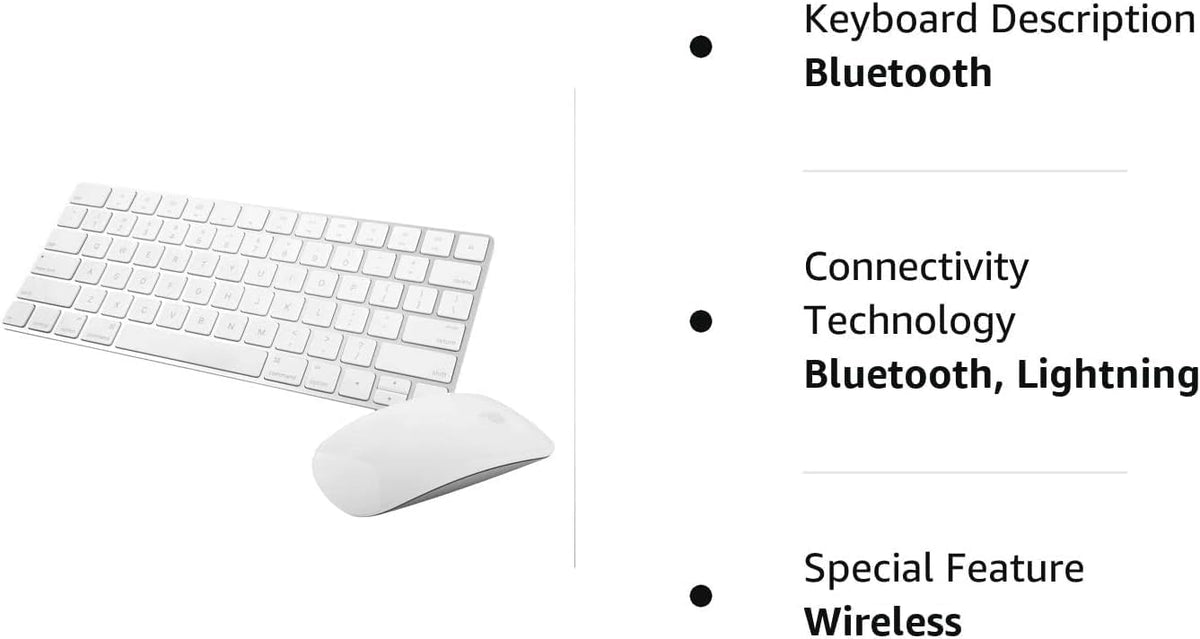 Clavier à connectivité sans fil Apple Magic Keyboard 2 - MLA22LL/A doté de souris Bluetooth Apple Magic Mouse 2 - MLA02LL/A (Reconditionné)